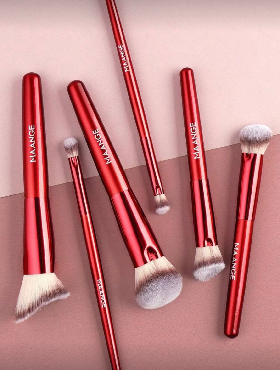 Red Heart-Shaped Brush Set - 6 Pieces