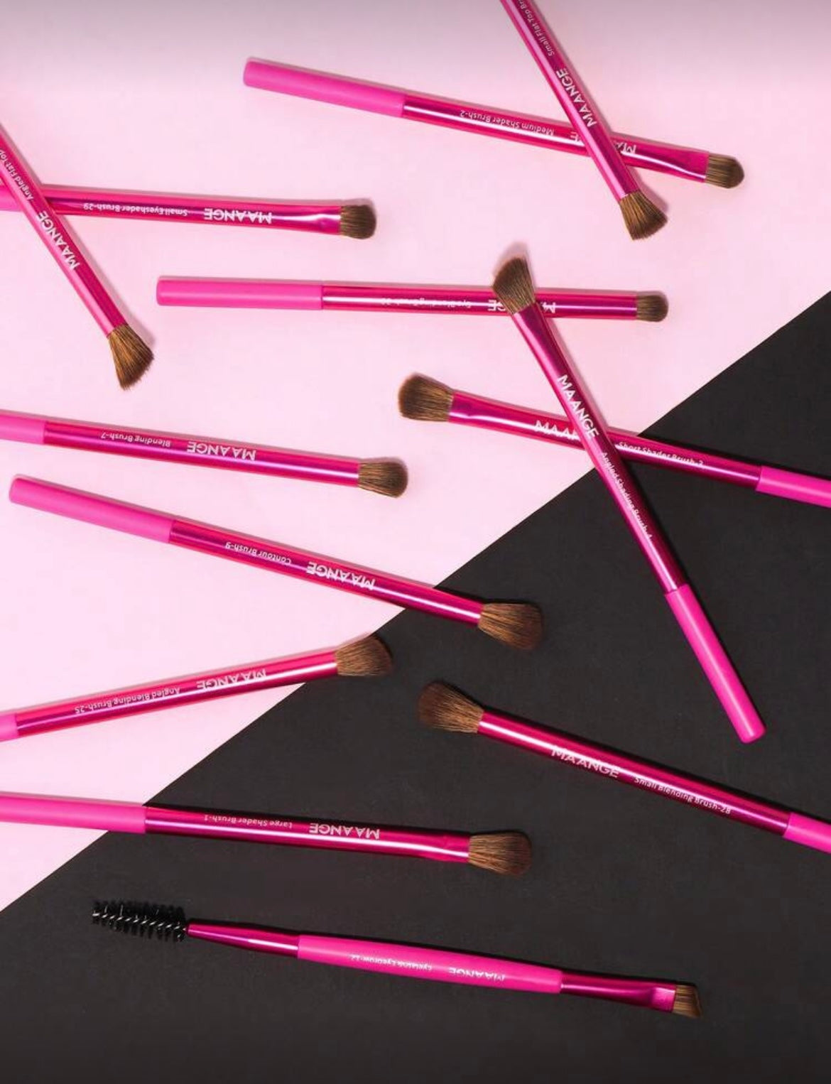 Hot Pink Eye Makeup Brush Set - 13 Pieces