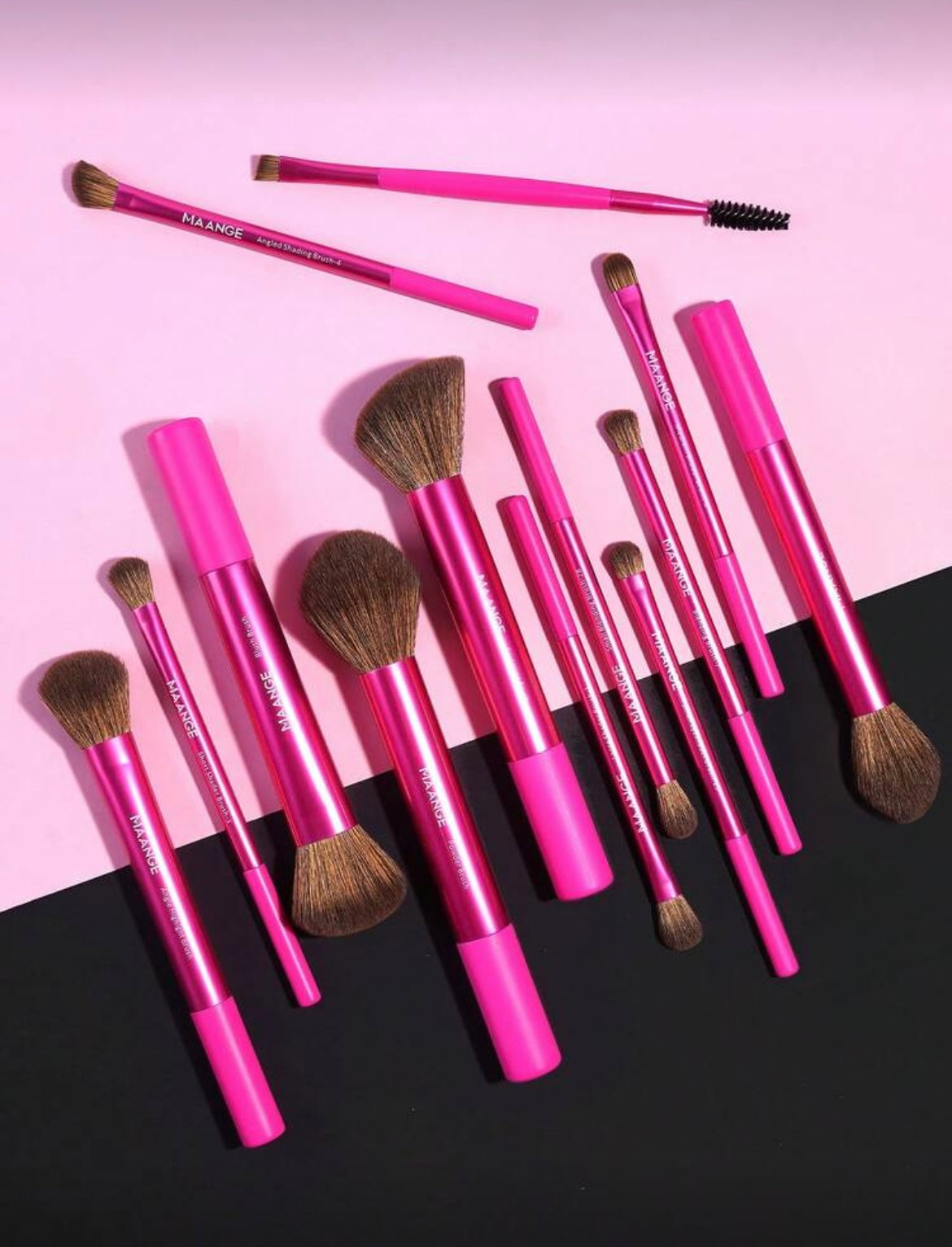 Hot Pink Complete Makeup Brush Set - 13 Pieces