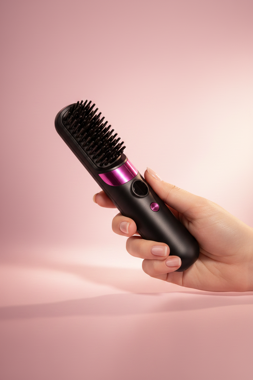 Angled close-up of brush held up